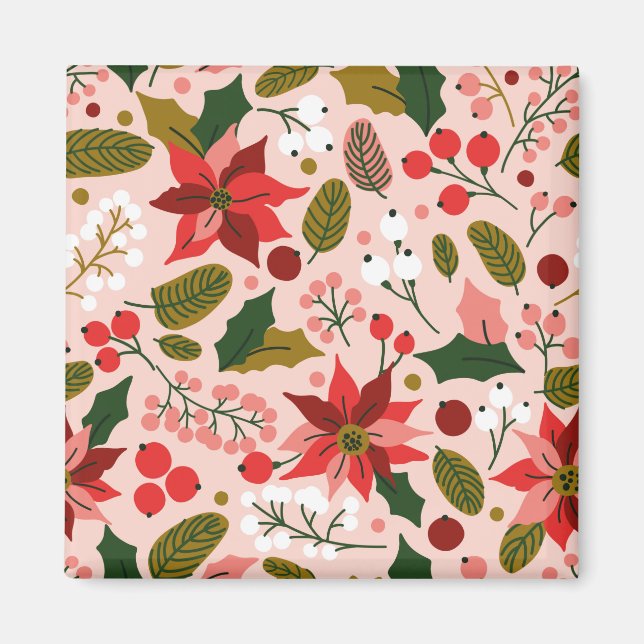Íman de férias de inverno de Poinsettia (Frente)