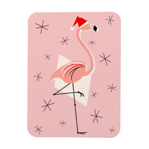 Íman de flamingo rosa de Papai Noel flexível retra