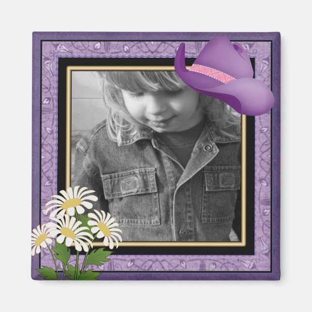 Íman de foto PERSONALIZÁVEL da Little Cowgirl (Frente)