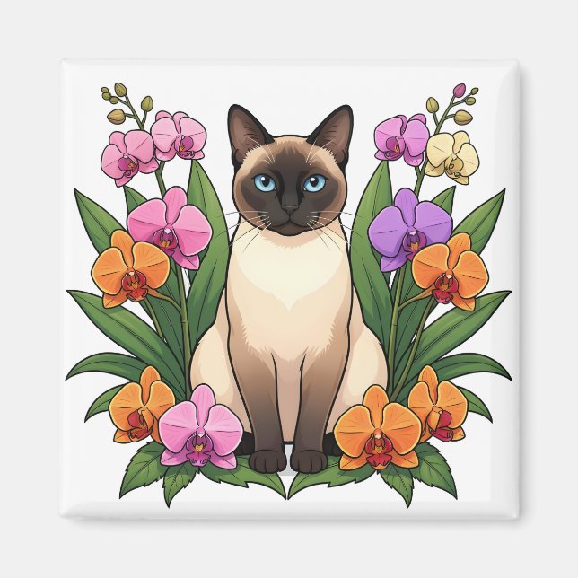 íman de gato siamês fofo de olhos azuis (Frente)