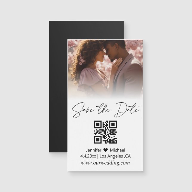 íman de íman de código qr mínimo casal foto salvar (Frente/Verso)