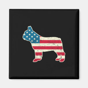 Íman De Julho Francês Bulldog American Flag Usa