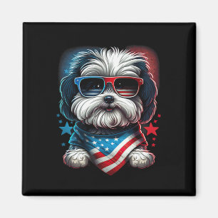 Íman De Julho Patriótico Havanese Dog Bandeira Us
