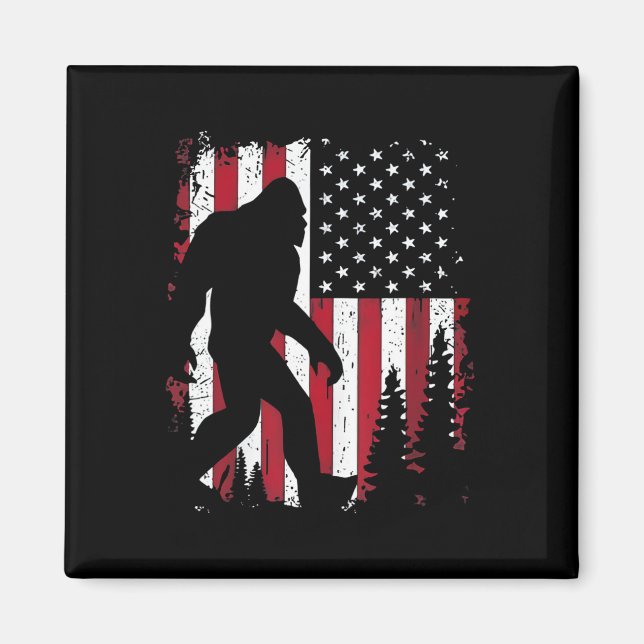 Íman De Julho Sasquatch American Flag Patriotic (Frente)