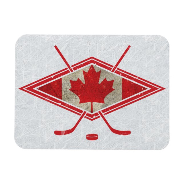 Íman de logotipo canadense de bandeira de hóquei (Horizontal)