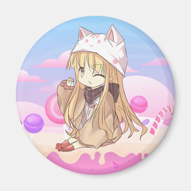 Íman de menina Kawaii (Frente)