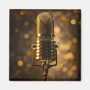 Íman de microfone dourado