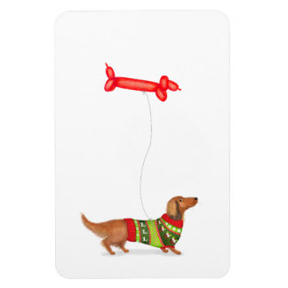 Íman de Natal de Dachshund com balão de cachorro s