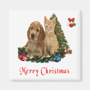 Íman de Natal de Kitten e cachorrinho