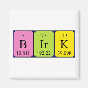 Íman de nome de mesa periódica de Birk