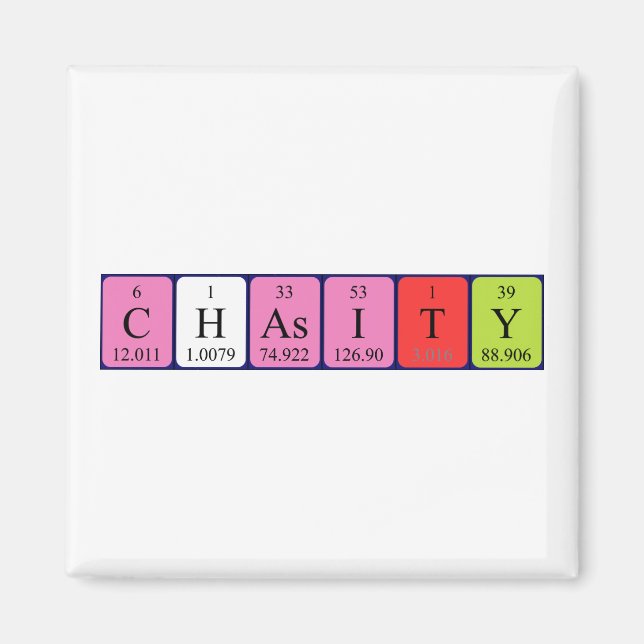 Íman de nome de mesa periódica de casidade (Frente)