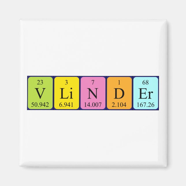 Íman de nome de mesa periódica do vendedor (Frente)