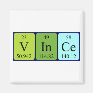 Íman de nome de mesa periódica do Vince