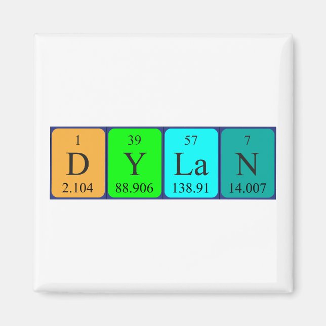 Íman de nome de mesa periódica Dylan (Frente)
