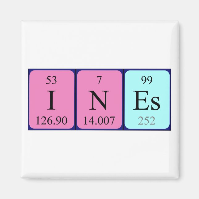 Íman de nome de mesa periódica Ines (Frente)