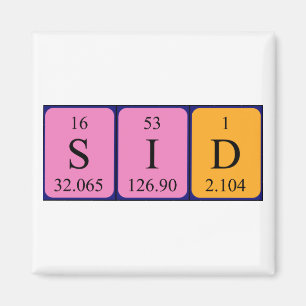 Íman de nome de mesa periódica Sid