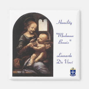 Íman De "O texto Madonna Benois" - ímã quadrado -