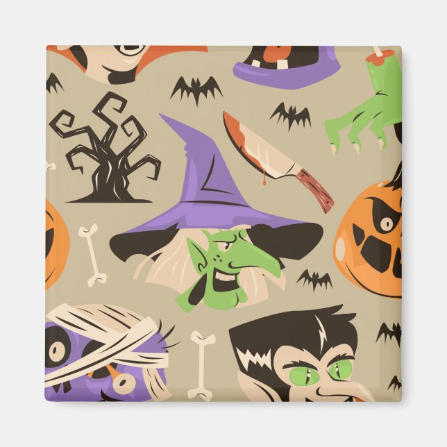 íman de padrão vintage de Halloween (Frente)