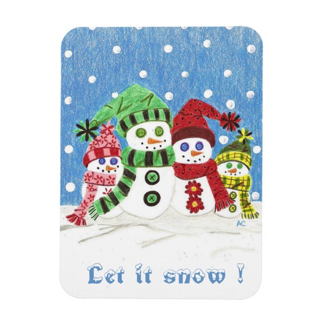 Íman de prêmio da família Snowmen (Vertical)