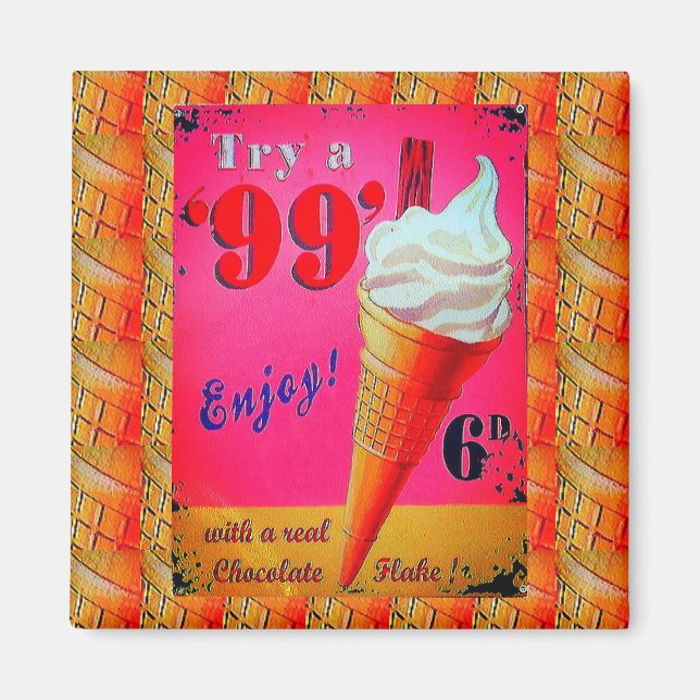 Íman de sinal de sorvete de vindima (Frente)