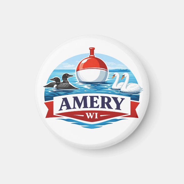 Íman de Souvenir da Vida no Lago Amery Wisconsin (Frente)