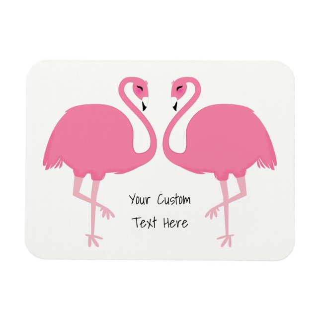 Íman de texto personalizado de Flamingos de Corte (Horizontal)