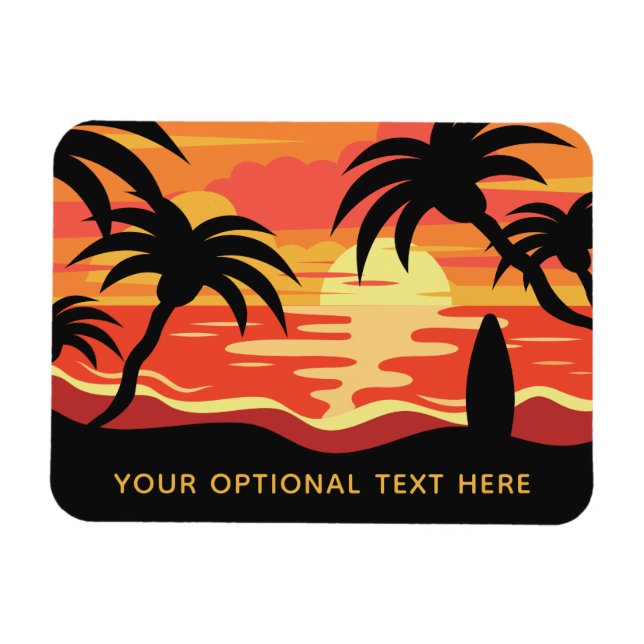 Íman de texto personalizado Tropical Sunset (Horizontal)