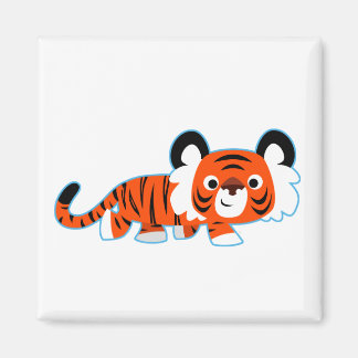 Íman de Tigre de Desenho Animado Fofo à Espera