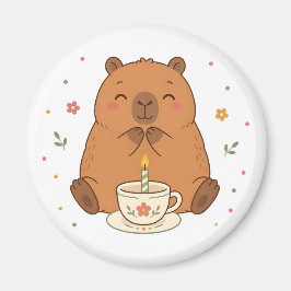 Íman de Xícara de Aniversário de Capivara Fofa