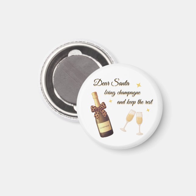 Íman Dear Santa Champagne Design (Front/Back)