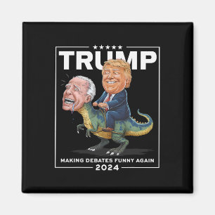 Íman Debate 2024 Trump Riding Dinosaur F Joe Biden