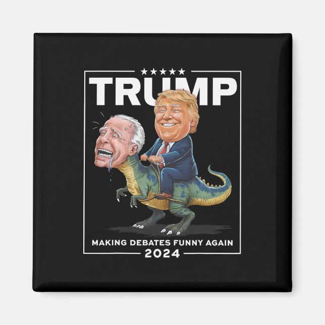 Íman Debate 2024 Trump Riding Dinosaur F Joe Biden (Frente)