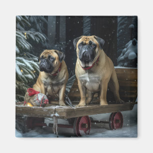 Íman Decado de Natal Bullmastiff Snowy Sleigh