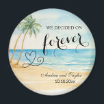 Íman Decidimos o favor do casamento eterno<br><div class="desc">Um elegante design de Casamento com praia de aquarela e palmeiras que você pode personalizar com seus detalhes.</div>