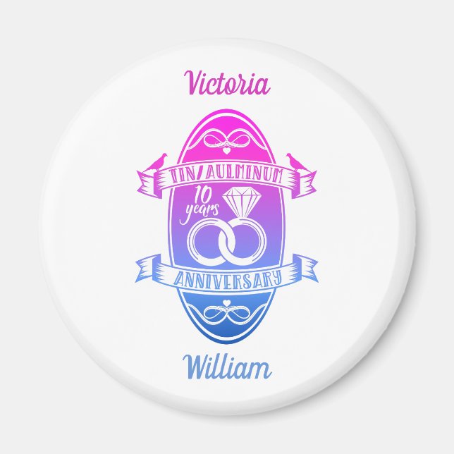 Íman Décimo décimo aniversário de casamento TIN ALUMÍNI (Frente)