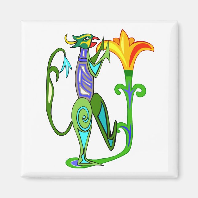 Íman Deco De Arte Egípcio Com Um Lótus Flower Magnet (Frente)