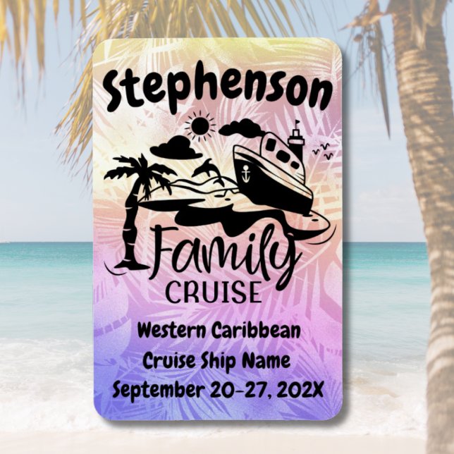 Íman Decor de Portas Cruzadas da Família Personalizada (Colorful Family Cruise Door Magnet | Stateroom Door Marker)