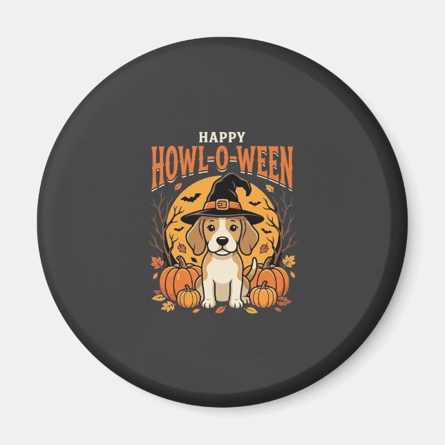 Íman Decoração de Abóbora de Halloween para Cães Beagle (Frente)