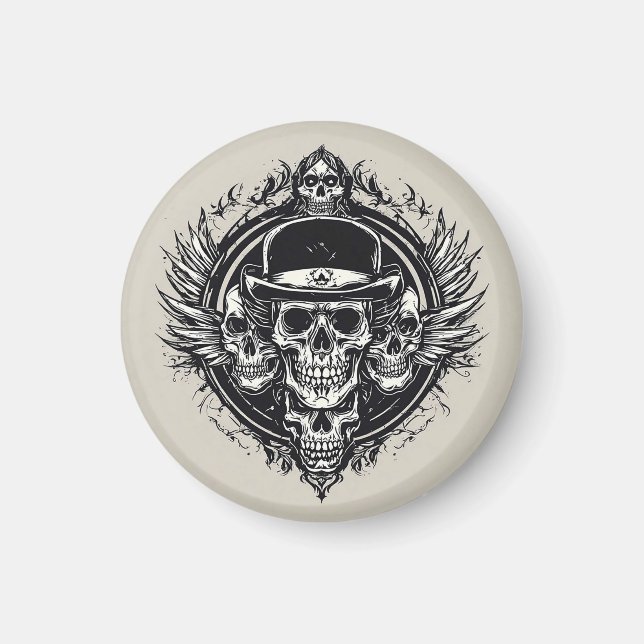 Íman Decoração de Asas de Caveira Gótica para Geladeira (Frente)