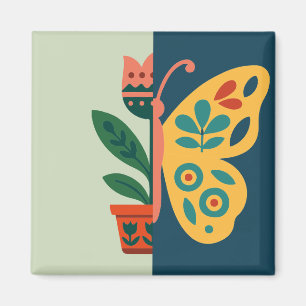 Íman Decoração de borboleta colorida com elementos flor