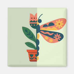 Íman Decoração de borboleta colorida com elementos flor