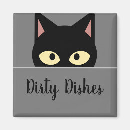 Íman Decoração de Cozinha Felina' Gato Preto Louça Suja