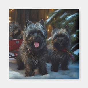 Íman Decoração de Natal Affenpinscher Snowy Sleigh Ride