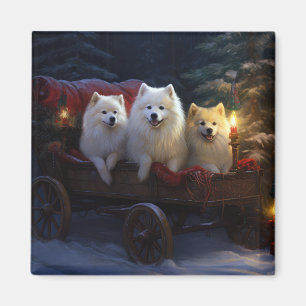 Íman Decoração de Natal Americana Eskimo Snowy Sleigh
