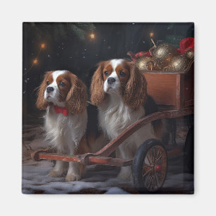 Íman Decoração de Natal Cavalier King Snowy Sleigh  
