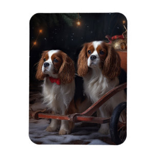 Íman Decoração de Natal Cavalier King Snowy Sleigh 
