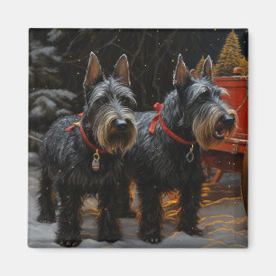 Íman Decoração de Natal com Trenó de Neve do Terrier Es