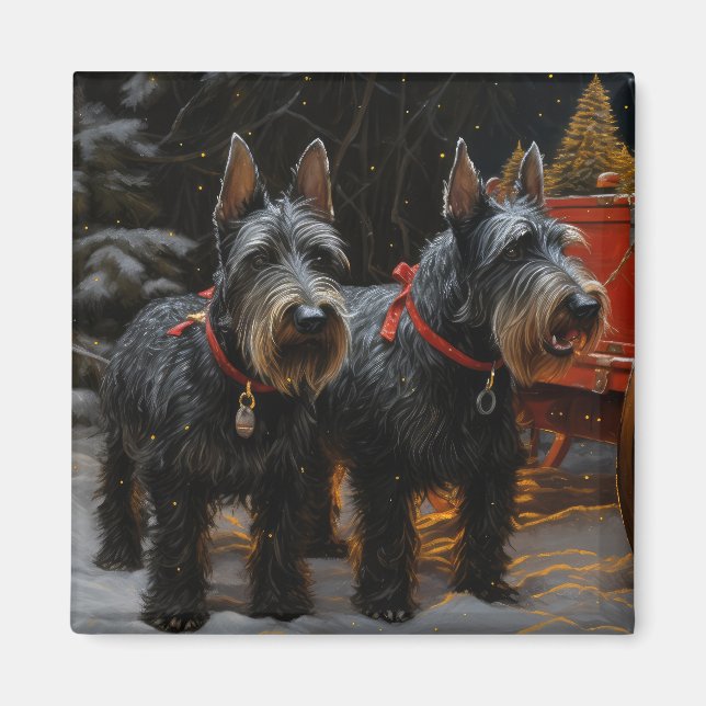 Íman Decoração de Natal com Trenó de Neve do Terrier Es (Frente)