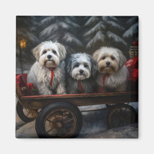 Íman Decoração de Natal de Havanese Snowy Sleigh