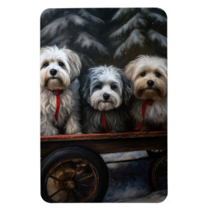 Íman Decoração de Natal de Havanese Snowy Sleigh
